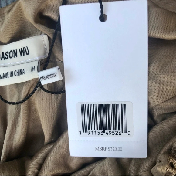 Jason Wu Engracia Long Sleeve Backless Plunge Midi Dress Tan Size Medium Sexy - Picture 10 of 14